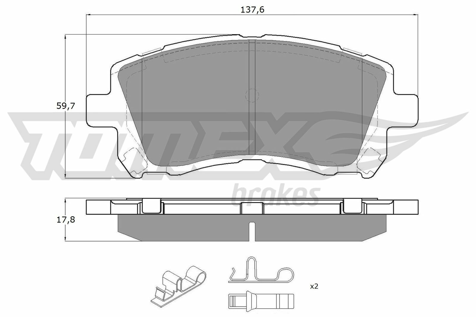 Sada brzdových destiček, kotoučová brzda TOMEX Brakes